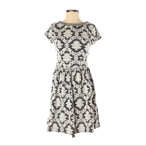 xhilaration fit and flare dress Xhilaration Fit & Flare Black Patterned Dress